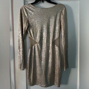 Gold bodycon dress with cutouts